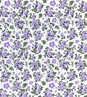 Buy Printed Polycotton Craft Fabric Material - LILAC FLOWERS • 2.49£