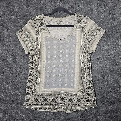 Buy Lucky Brand T Shirt Size 1X Gray Geometric Lightweight Short Sleeve  • 17.36£
