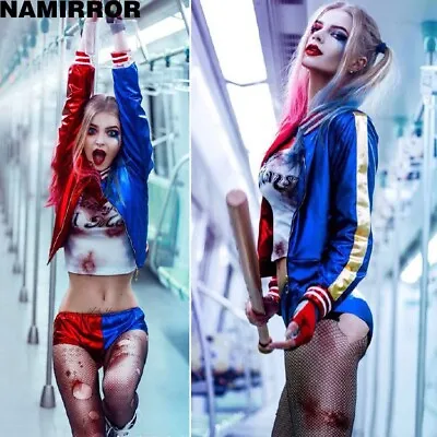 Buy Suicide Squad Harley Quinn Cosplay Suits For Kids Girls Halloween Costume Outfit • 10.99£