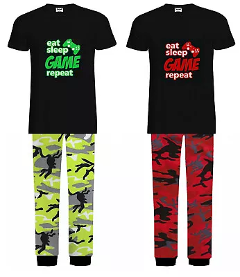 Buy Jujak Mens Gaming Pyjamas Pjs Loungewear Eat Sleep Game Repeat - Made In England • 25.99£