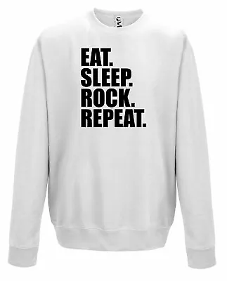 Buy Eat Sleep Rock Repeat Sweatshirt Rocker Metal Music Gift All Sizes Adults & Kids • 10.99£