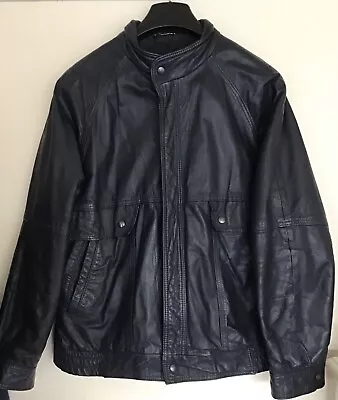 Buy 100% Leather M&S Gents Classic  Biker/ Blouson Jacket M Fully Lined . VGC • 7.95£