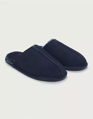 Buy The White Company Mens Suede Mule Slippers - Navy / Large / UK11-12 • 36.99£