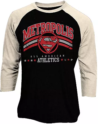 Buy Official Superman Metropolis Athletics Logo Baseball Shirt New DC Comics Small • 9.99£