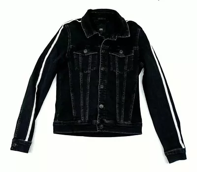 Buy River Island Mens Denim Jean Jacket Black Denim Uk Size Small • 10.18£