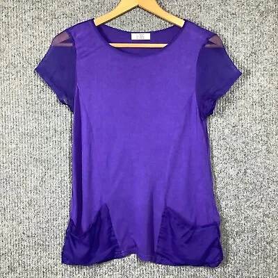 Buy Love Label Purple Top - Size 8 - Short Illusion Sleeve - Round Neck • 4.02£