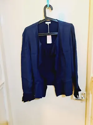 Buy Ghost London Crepe Waterfall Marcie Jacket Women Navy Size XL Brand New • 42.85£