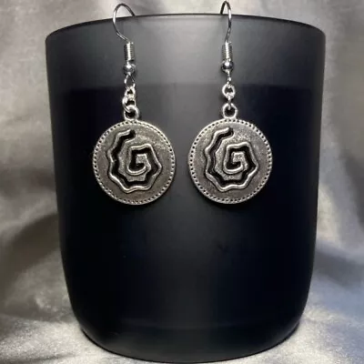 Buy Handmade Silver Swirl Boho Earrings Gothic Gift Jewellery Fashion Accessory • 4.50£