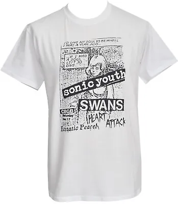 Buy Sonic Youth Men's T-Shirt Swans Post Punk Rock Gig Flyer Poster Heart Attack • 20.50£