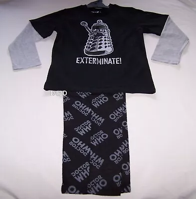 Buy BBC Doctor Who Boys Dalek Black Printed Cotton / Flannel Pyjama Set Size 12 New • 13.16£