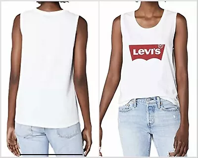 Buy Levi's Womens Vest Top T-Shirt White Black Logo • 8.95£