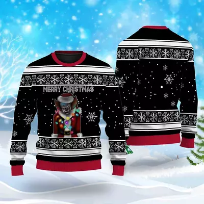 Buy Christmas Gift For Horror Movies Fan, Santa Clown Christmas Knitted Sweater. • 40.72£