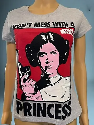 Buy Character.Com Womens T-Shirts Star War Small Gray Princess Print Stretch Cotton • 13.02£