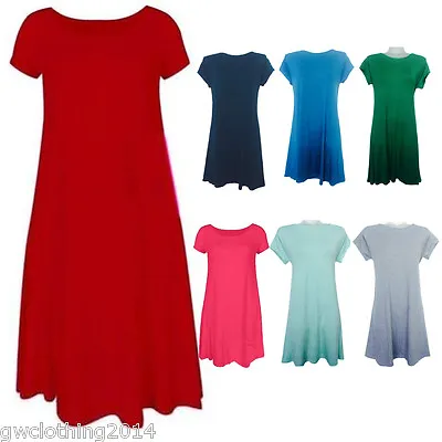 Buy Women Ladies** CAP**Sleeve Swing Skater Dress  Dance Party Top Dresses T-Shirt • 7.99£