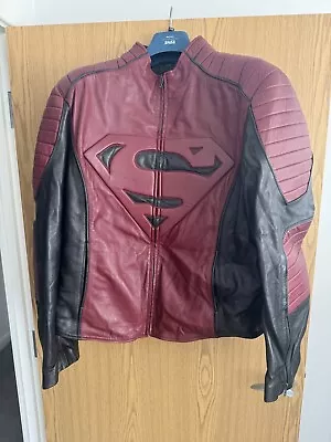 Buy Superman Man Of Steel SMALLVILLE Black And Red Leather Shield Jacket • 25£