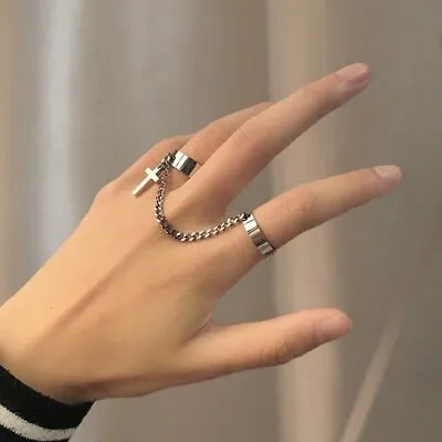 Buy Punk Cool Cross Chain Adjustable Joint Finger Ring Hip Hop Womens Mens Jewellery • 3.54£