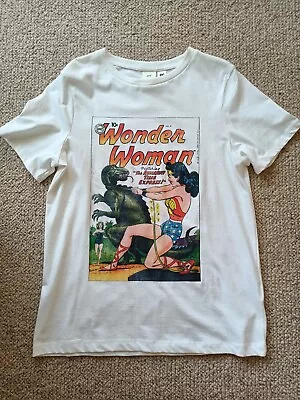 Buy H&M Wonder Woman T-Shirt White Size Small Oversized NWOT • 6.99£