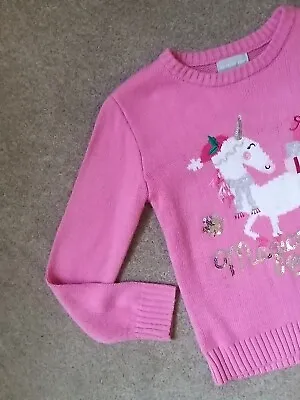 Buy Girls Christmas Jumper Unicorn Age 9-10 Years • 5£