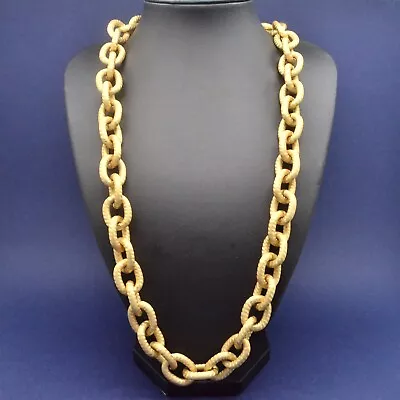 Buy Vintage Necklace 1980s Chic Heavy Long Curb Link Chain Goldtone Jewellery • 49£