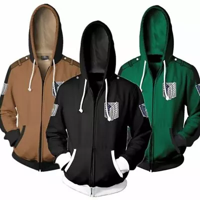 Buy 2023 Attack On Titan Hoodie 3D Print Sweatshirt Zipper Hooded Casual Jacket Coat • 26.39£
