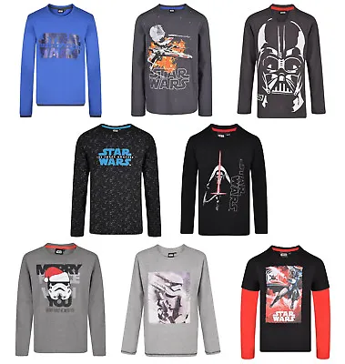 Buy Boys Star Wars Long Sleeve Top T Shirt 2-15 Years Many Designs Brand New • 2.99£