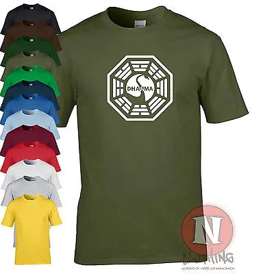 Buy Dharma Initiative Swan Logo T-shirt Lost Tv Series Retro Coolness • 11.49£