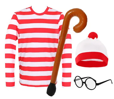 Buy Adults Find Me Costume World Book Day Hat Glasses T-shirt Walking Stick Choose • 8.99£