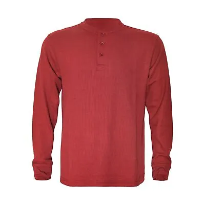 Buy Men's Plain Long Sleeve Henley Slim T-shirts With Grandad Collar 3 Button (2208) • 8.89£