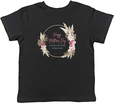 Buy Personalised Happy Mother's Day Kids T-Shirt Flower Wreath Boys Girls Gift • 5.99£