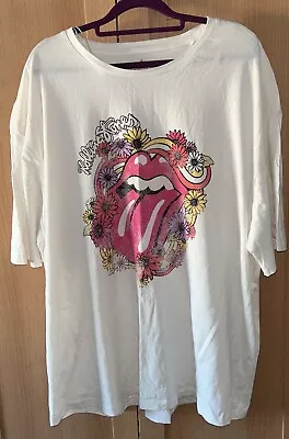 Buy TU Cream Rolling Stones Design Short Sleeve T-Shirt - Size UK 22 • 6£
