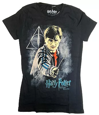 Buy Harry Potter Deathly Hallows Black Juniors Graphic T-shirt New • 12.20£