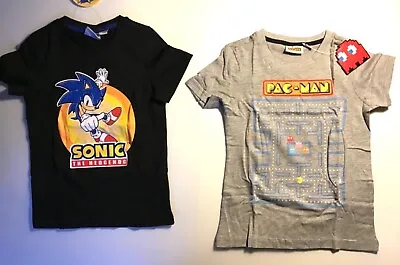 Buy Unisex Child Sega T Shirt. Black With Sonic Or Grey With Pac Man Detail • 6.99£