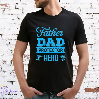 Buy FATHER DAD PROTECTOR HERO T-SHIRT, Gift For Him, DAD, XMAS, Various Colour Print • 14.99£