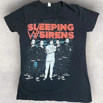 Buy Sleeping With Sirens Band T Shirt Fits Small Black Red Women's • 10.55£