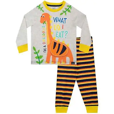 Buy Dinosaur Pyjamas Kids Boys 3 4 5 6 Years PJs Stripes Navy Blue Orange Dino • 12.99£