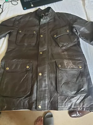 Buy Panther Leather Jacket Mens Dark Brown Nappa Military Benjamin Trialmaster • 75£