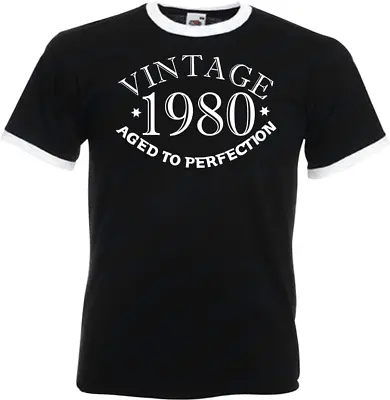 Buy 44th Birthday Gifts Presents Year 1980 Unisex Ringer Vintage T-Shirt Aged To Old • 12.99£