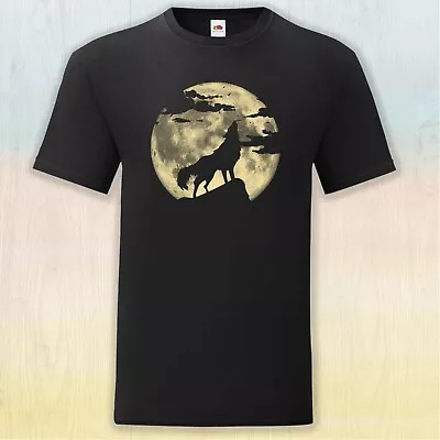 Buy Wolf Howling At The Moon Silhouette T-Shirt Birthday Gift • 16.99£