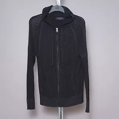 Buy ALL SAINTS Mens Black Hoodie SMALL Mesh String Terrum Hooded Zip Up Cotton S • 24.99£