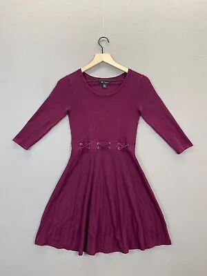 Buy BCX Womens Maroon Dress Long Sleeve Fit And Flare Size Medium • 12.53£