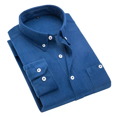 Buy Mens Corduroy Blouses Casual Shirts Collar Long Sleeve Shirt Cotton Jacket Tops • 8.99£