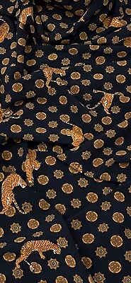 Buy Navy Orange Tiger Print Crepe Georgette Fabric 58'' PRICE PER METER • 4.99£