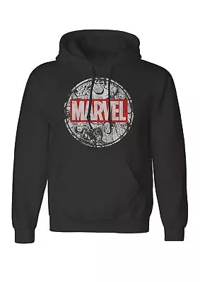 Buy Marvel Icons Disc Logo Print Sports Black Hooded Sweatshirt • 20.97£
