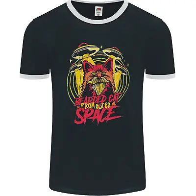 Buy Bearded Cat From Space Outer Aliens UFO Mens Ringer T-Shirt FotL • 9.99£
