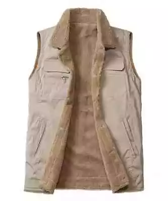 Buy Men's Outwear Gilets Fleece Lined Sleeveless Jacket Multi Pockets Body Warmer XL • 16.85£