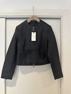 Buy Ted Baker CLARYA Black Leather Jacket Size 8 • 120£