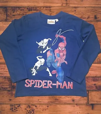 Buy T Shirt Spiderman Long Sleeve Marvel Blue Top Age 3 Yr To 8 Yr Kids 100% Cotton • 8.99£