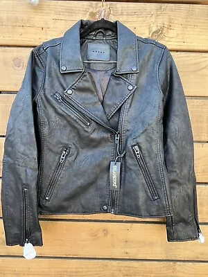 Buy NWT Blank NYC Women Black Onyx Vegan Leather Moto Jacket Matte Black Zip, Medium • 56.69£