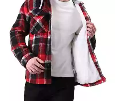 Buy Men's Long Sleeve Plaid Shirt Flannel Fleece Lined Jacket Size M • 26.99£