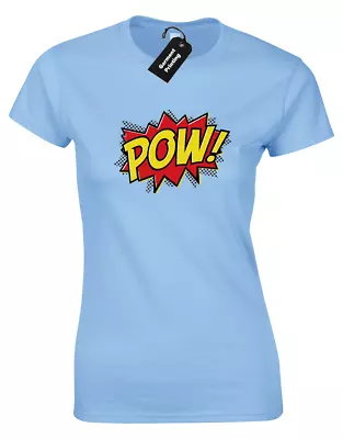 Buy Pow Ladies T Shirt Retro Comic Book Super Bat Hero Man Cool Avengers Gift Hulk • 7.99£